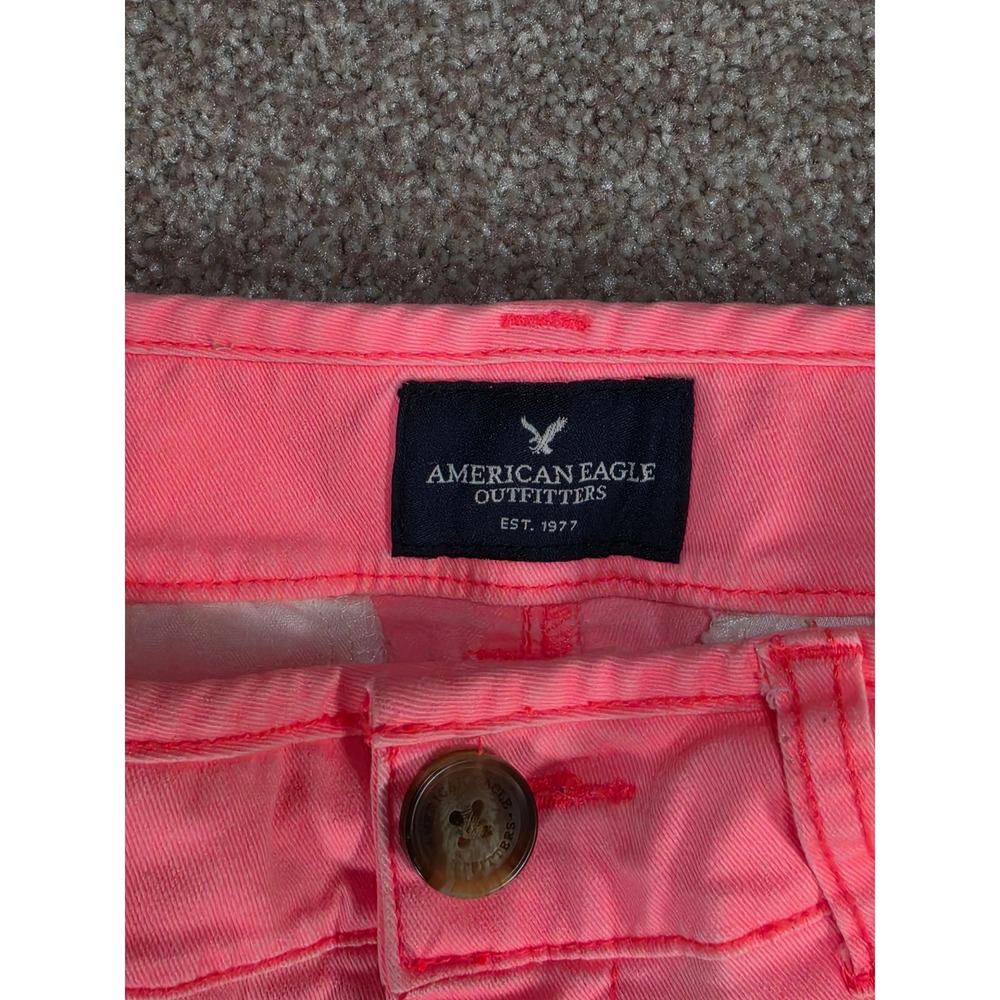 American Eagle Outfitters Midi Stretch Shorts Neon Pink Size 0 Casual Summer Y2K - Picture 5 of 7